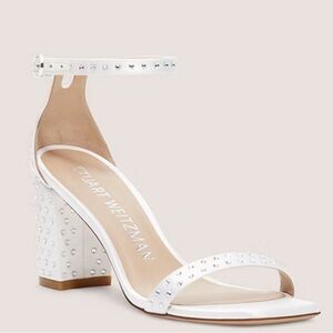 NWOB Stuart Weitzman Nudistcurve 75 Block Shine Sandal